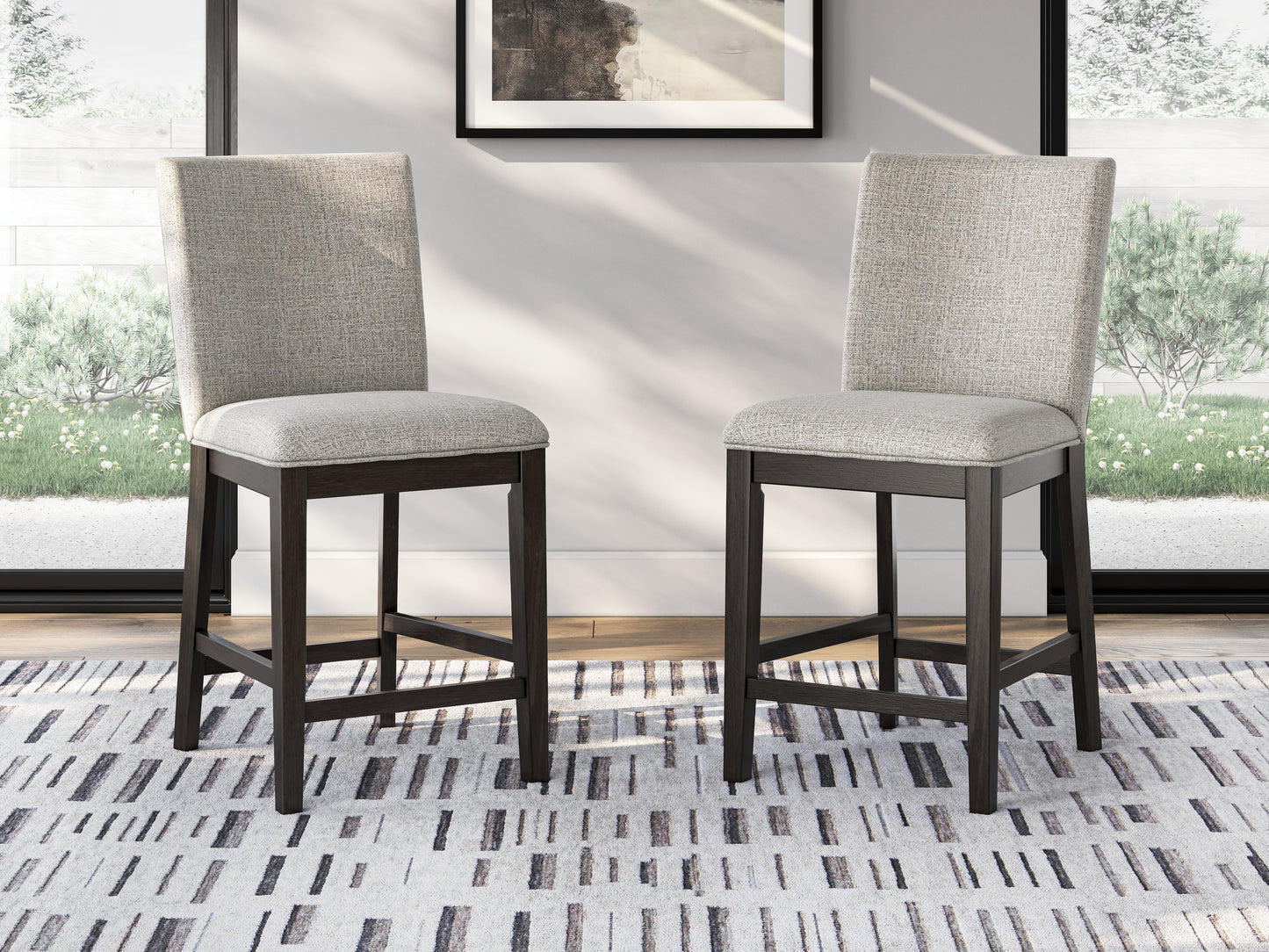 Orange Furniture Outlet - Ashley Furniture - Neymorton Dining Room - Counter Height Barstool (Set of 2) / Dark Grayish Brown - D618-124X2