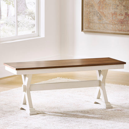 Orange Furniture Outlet - Ashley Furniture - Brinfern Dining Room - Large Dining Room Bench / Brown/Antique White / 48"W x 16"D x 19"H - PCD628-00