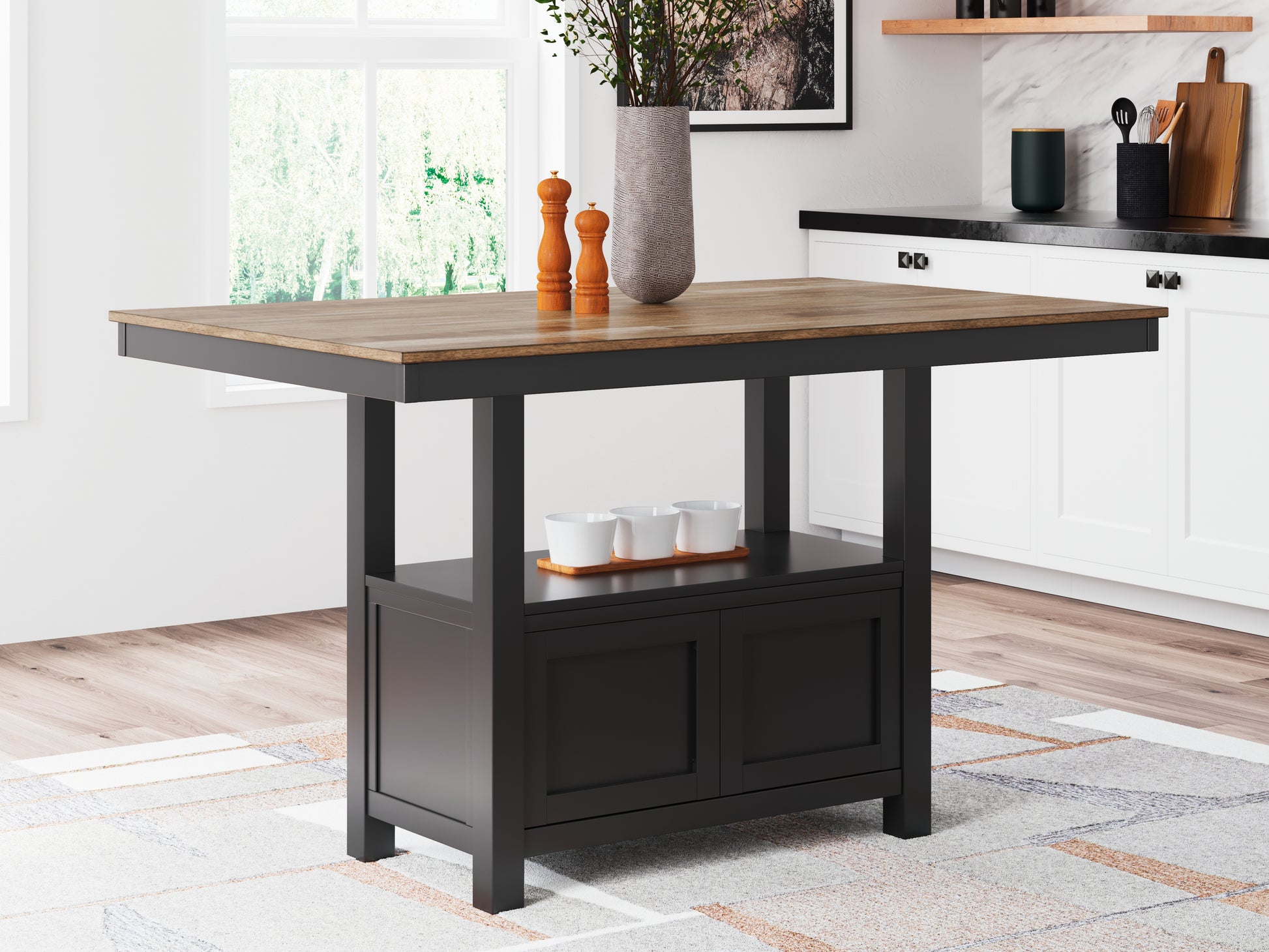 Orange Furniture Outlet - Ashley Furniture - Wildenauer Dining Room - RECT Dining Room Counter Table / Brown/Black - D634-13
