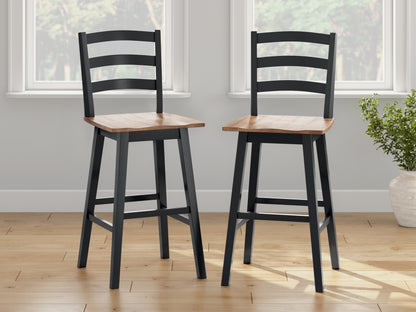 Orange Furniture Outlet - Ashley Furniture - Wildenauer Dining Room - Bar Height Barstool (Set of 2) / Brown/Black - D634-230X2