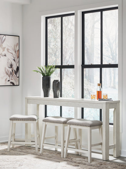 Orange Furniture Outlet - Ashley Furniture - Robbinsdale Dining Room - RECT DRM Counter TBL Set(4/CN) / Antique White / 72"W x 16"D x 36"H - D642-113
