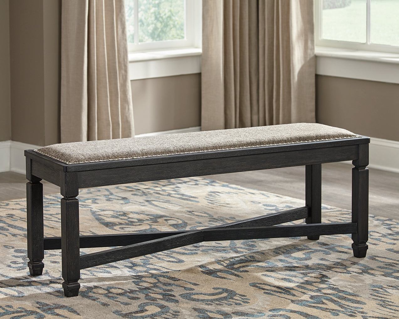 Orange Furniture Outlet - Ashley Furniture - Tyler Creek Dining Room - DBL Counter UPH Bench (1/CN) / Antique Black / 42"W x 15"D x 24"H - D736-09
