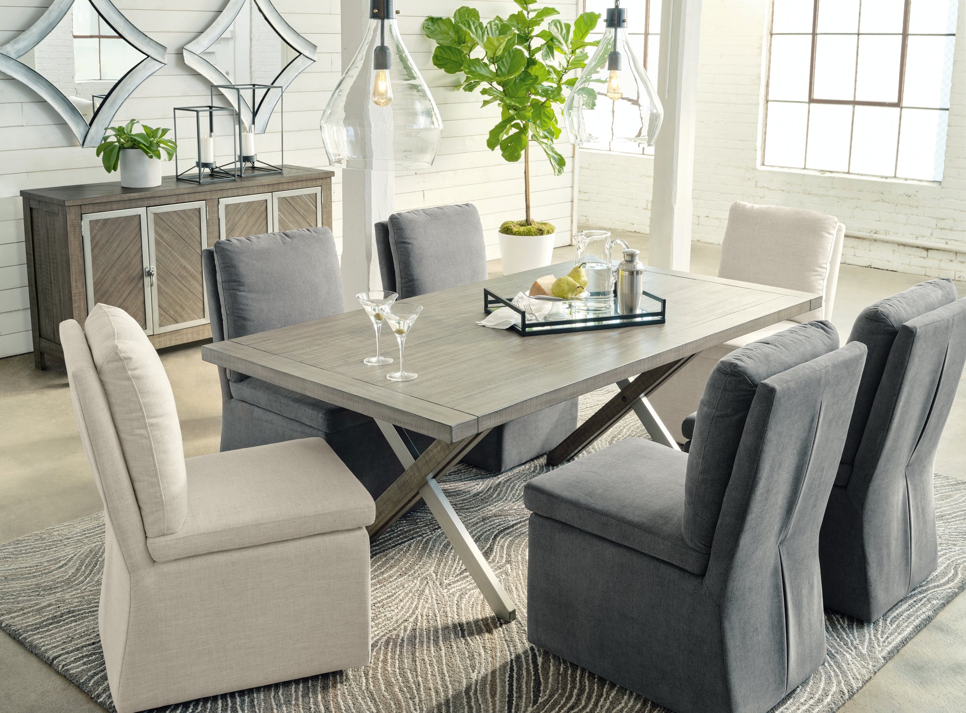Orange Furniture Outlet - Ashley Furniture - Krystanza Dining Room - Rectangular Dining Room Table / Weathered Gray - D766-25