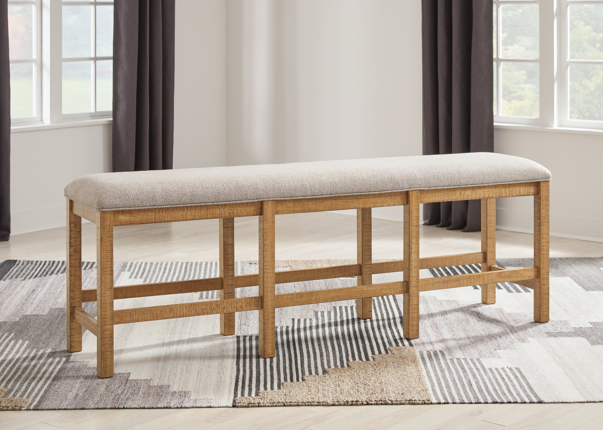 Orange Furniture Outlet - Ashley Furniture - Havonplane Dining Room - XL Counter UPH DRM Bench / Brown / 72"W x 18"D x 26"H - D773-09