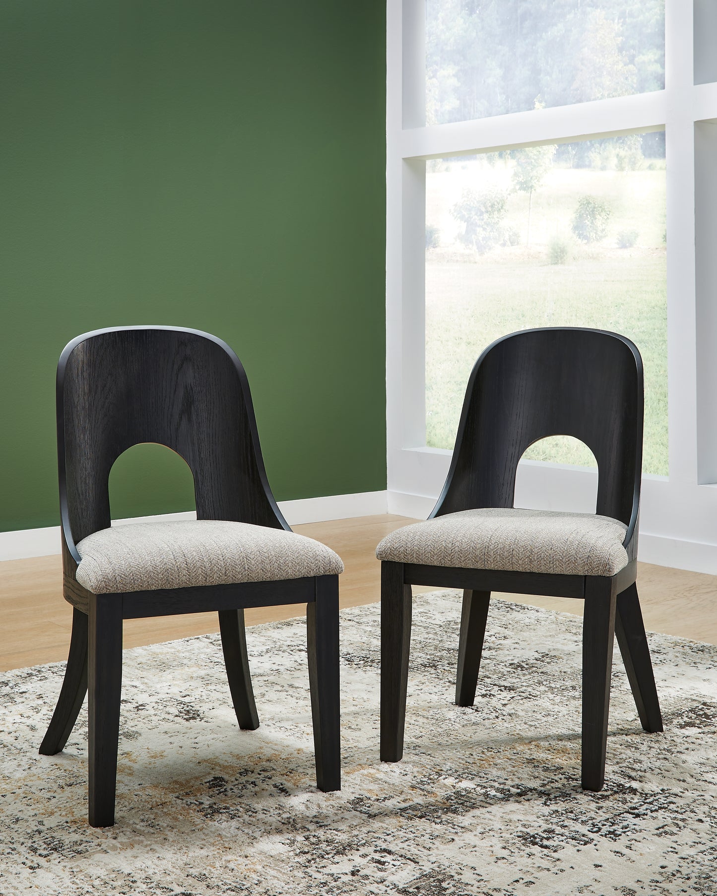 Orange Furniture Outlet - Ashley Furniture - Rowanbeck Dining Room - Dining Chair (Set of 2) / Black - D821-01X2