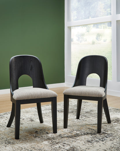 Orange Furniture Outlet - Ashley Furniture - Rowanbeck Dining Room - Dining Chair (Set of 2) / Black - D821-01X2