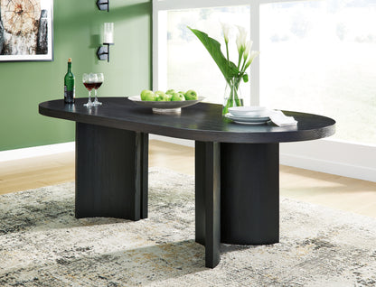 Orange Furniture Outlet - Ashley Furniture - Rowanbeck Dining Room - Oval Dining Room Table / Black - D821-25