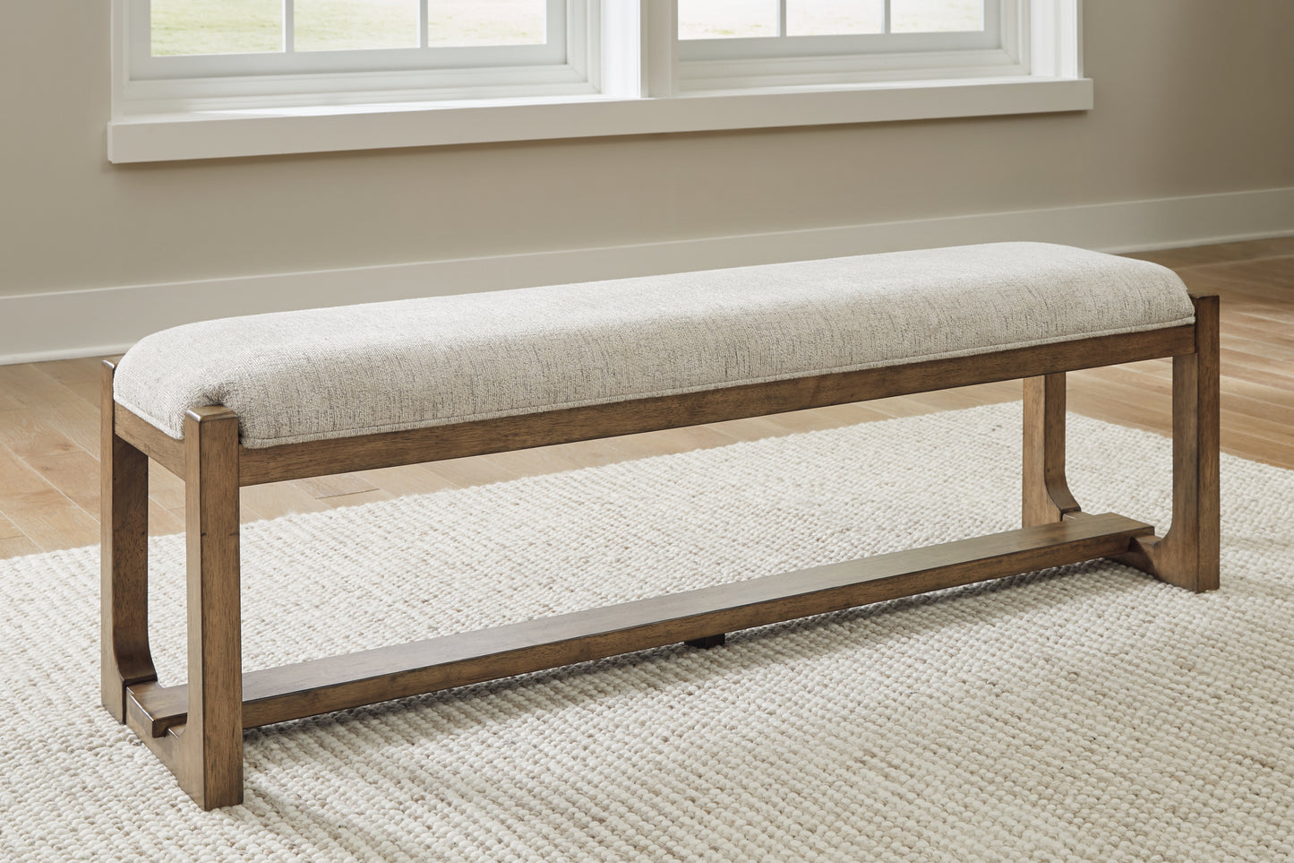 Orange Furniture Outlet - Ashley Furniture - Cabalynn Dining Room - Large UPH Dining Room Bench / Oatmeal/Light Brown - D974-00