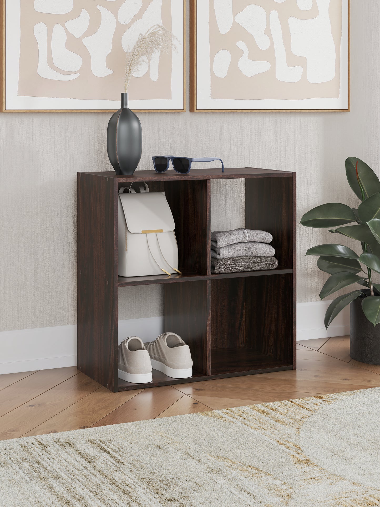 Orange Furniture Outlet - Ashley Furniture - Glosmount Four Cube Organizer - Four Cube Organizer / Cherry/Light Brown - EA1055-2X2