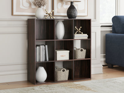 Orange Furniture Outlet - Ashley Furniture - Glosmount Nine Cube Organizer - Nine Cube Organizer / Cherry/Light Brown - EA1055-3X3