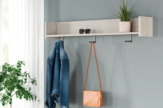 Orange Furniture Outlet - Ashley Furniture - Socalle Wall Decor - Wall Mounted Coat Rack w/Shelf / Light Natural - EA1864-151