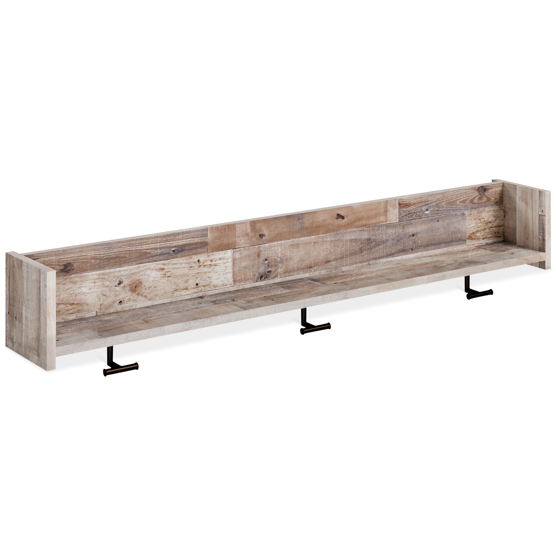 Orange Furniture Outlet - Ashley Furniture - Neilsville Wall Decor - Wall Mounted Coat Rack w/Shelf / Whitewash - EA2320-151
