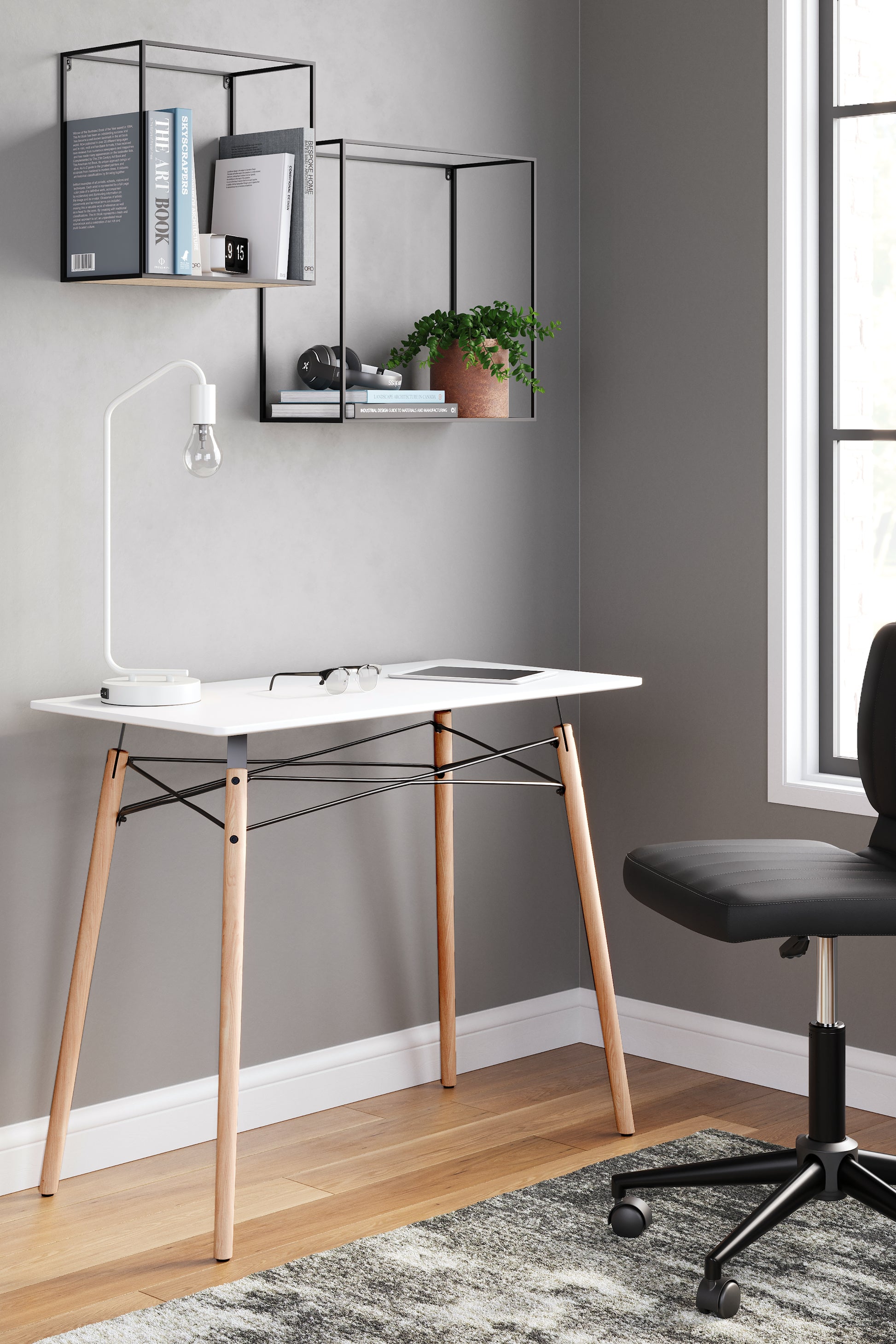 Orange Furniture Outlet - Ashley Furniture - Jaspeni Office Desk - Home Office Desk / White/Natural - H020-110