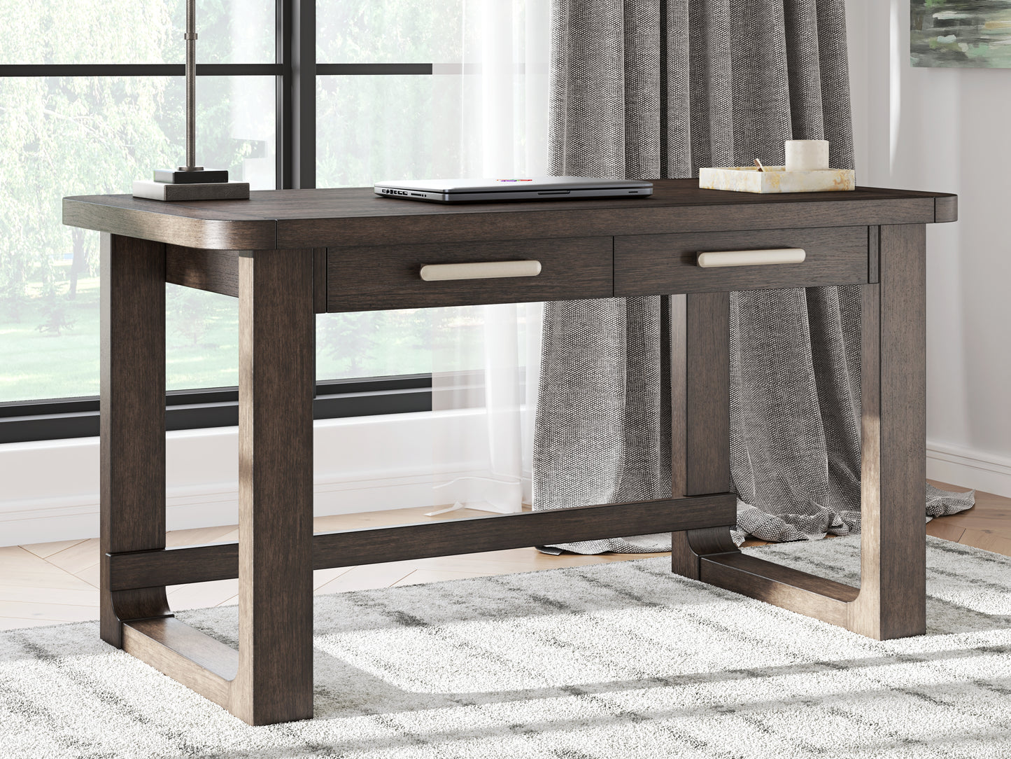 Orange Furniture Outlet - Ashley Furniture - Breckington Office Desk - Home Office Desk / Dark Brown - H556-44