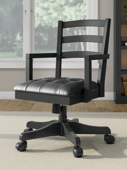 Orange Furniture Outlet - Ashley Furniture - Wildenauer Home Office Desk Chair - Home Office Swivel Desk Chair / Black - H664-01A