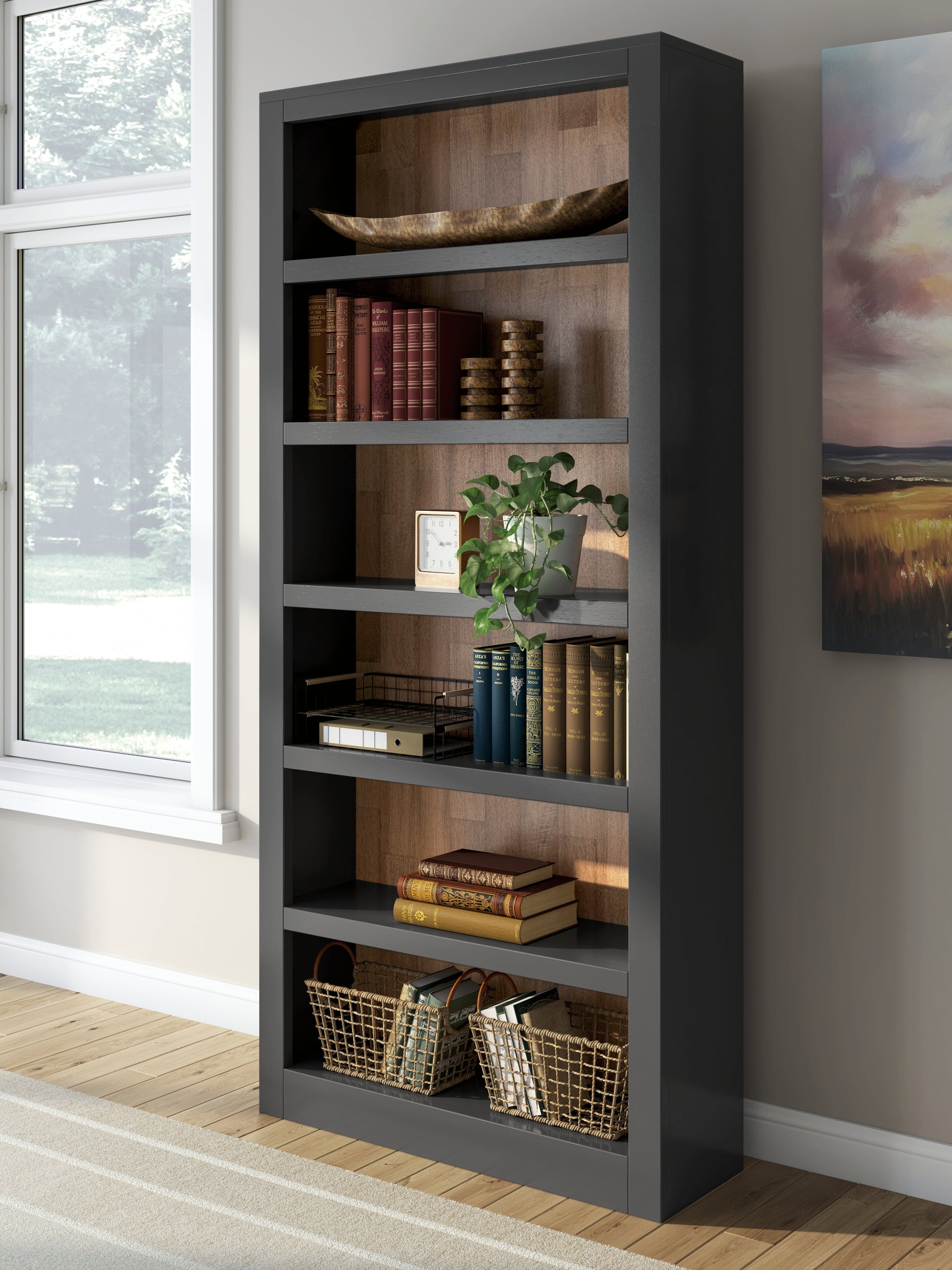 Orange Furniture Outlet - Ashley Furniture - Wildenauer Bookcase - Bookcase / Brown/Black - H664-70