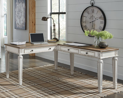 Orange Furniture Outlet - Ashley Furniture - Realyn Office Desk - 2-Piece Home Office Desk / White/Brown - H743H1