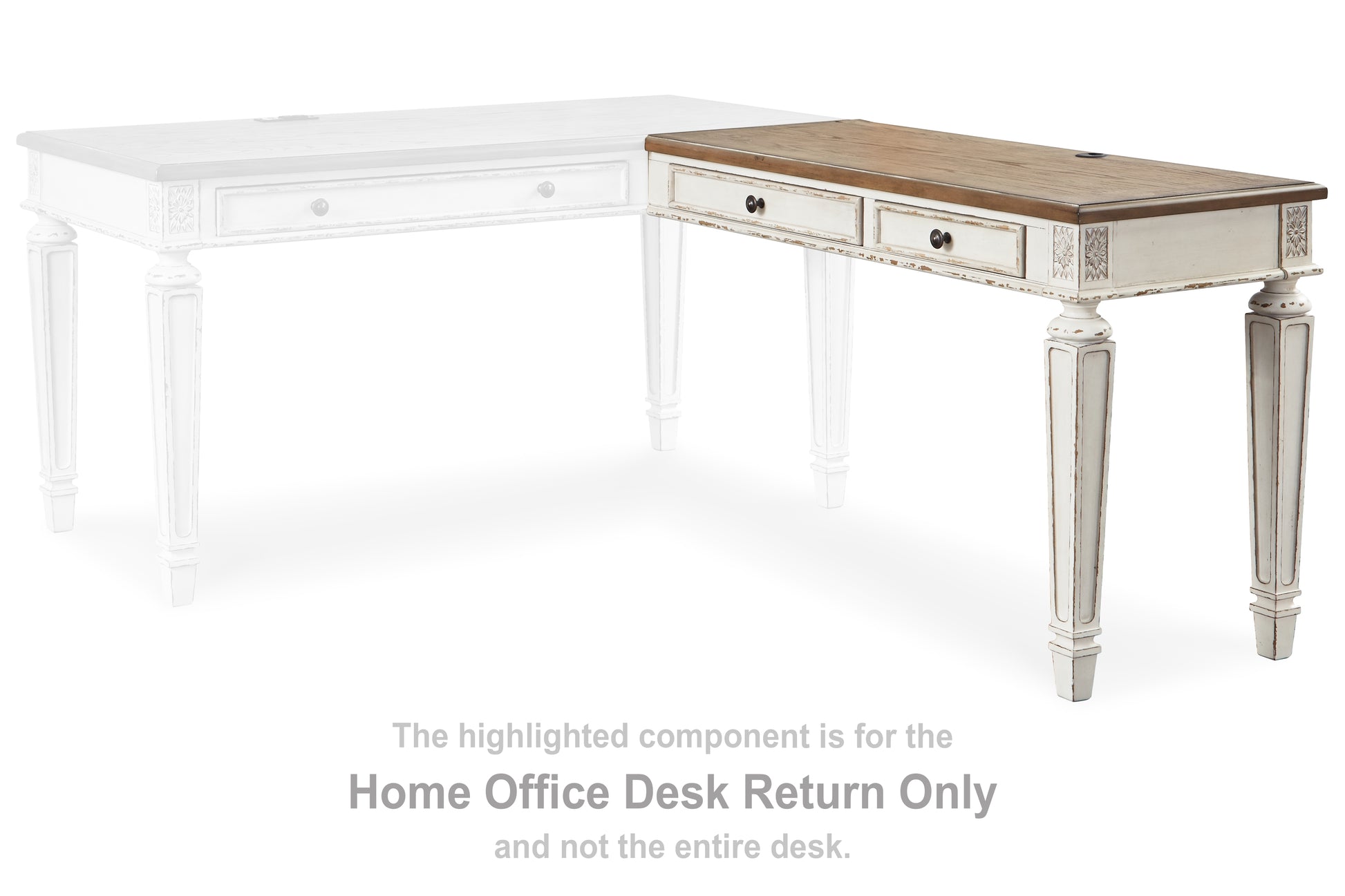 Orange Furniture Outlet - Ashley Furniture - Realyn Office Desk - Home Office Desk Return / White/Brown - H743-34R