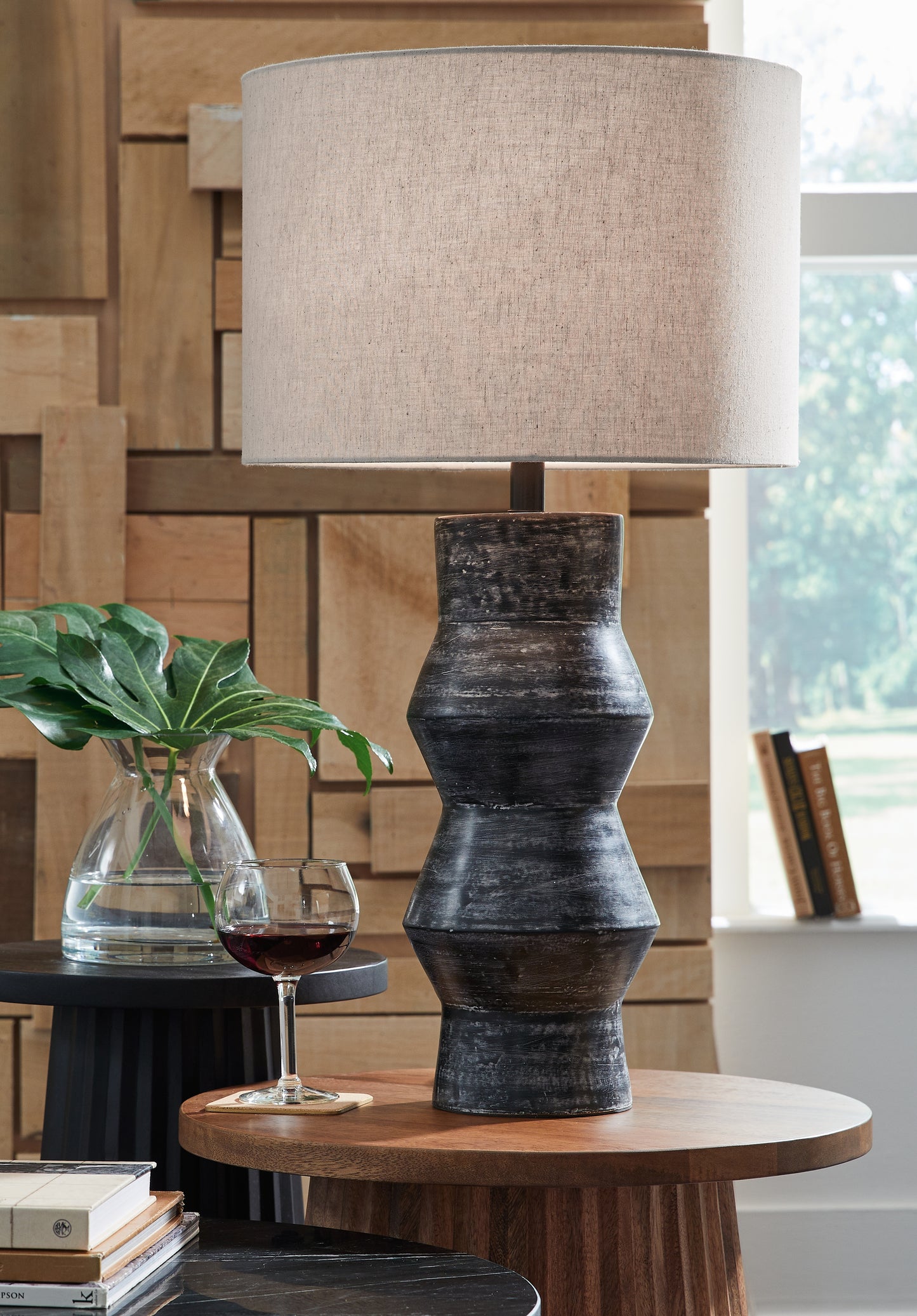 Orange Furniture Outlet - Ashley Furniture - Kerbert Lighting - 2-Piece Lamp Set / Distressed Black - L100824X2