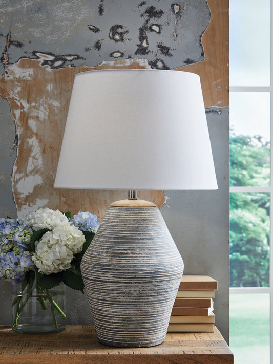 Orange Furniture Outlet - Ashley Furniture - Lawrock Lighting - Terracotta Table Lamp (1/CN) / Antique Blue - L100834