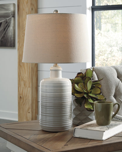 Orange Furniture Outlet - Ashley Furniture - Marnina Lighting - Ceramic Table Lamp (Set of 2) / Taupe - L121854