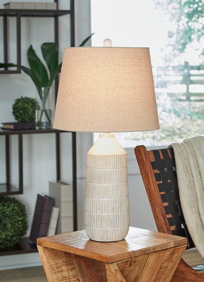 Orange Furniture Outlet - Ashley Furniture - Willport Lighting - Ceramic Table Lamp (Set of 2) / Off White - L177994