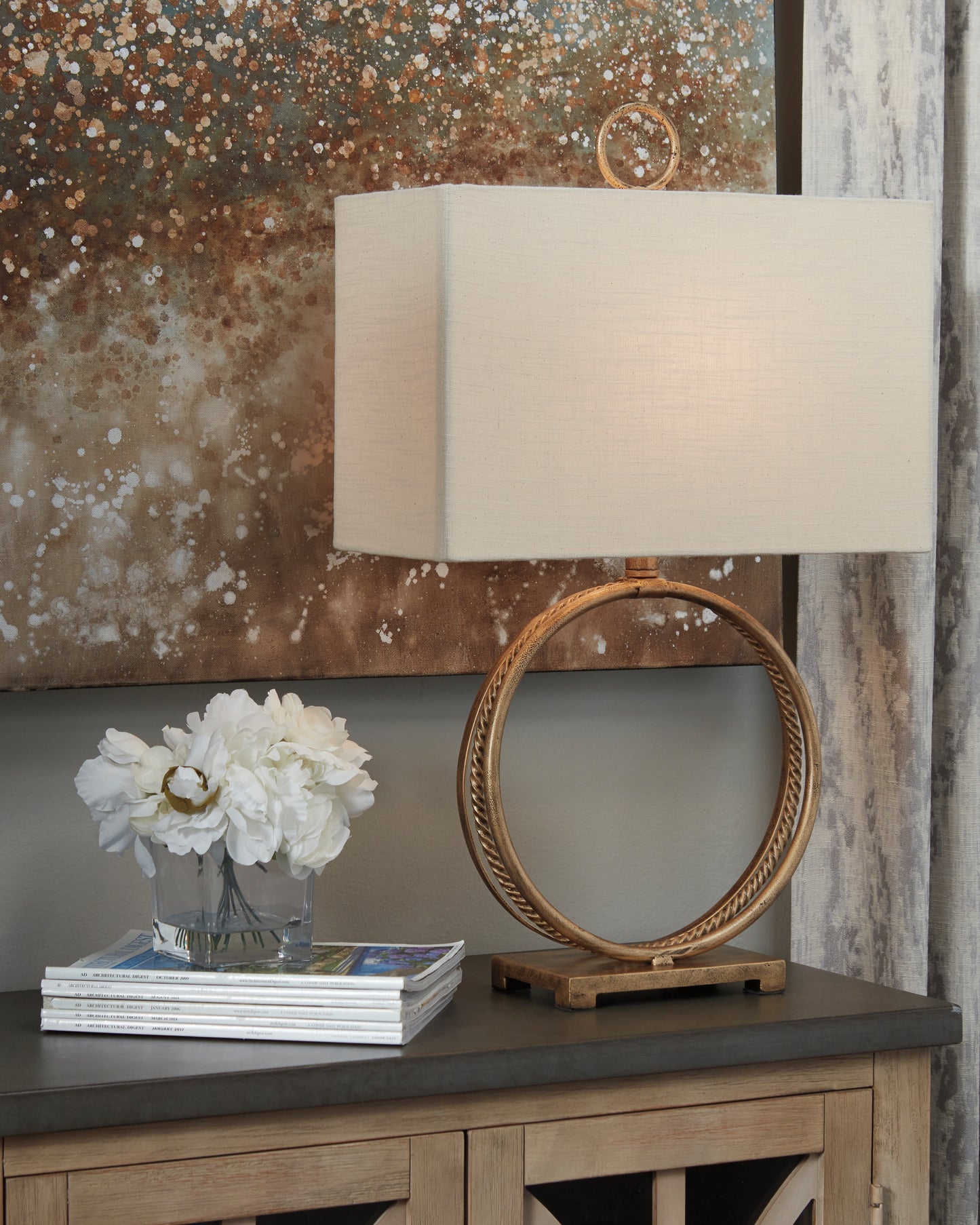 Orange Furniture Outlet - Ashley Furniture - Mahala Lighting - Table Lamp (Set of 2) / Antique Gold Finish - L208124X2