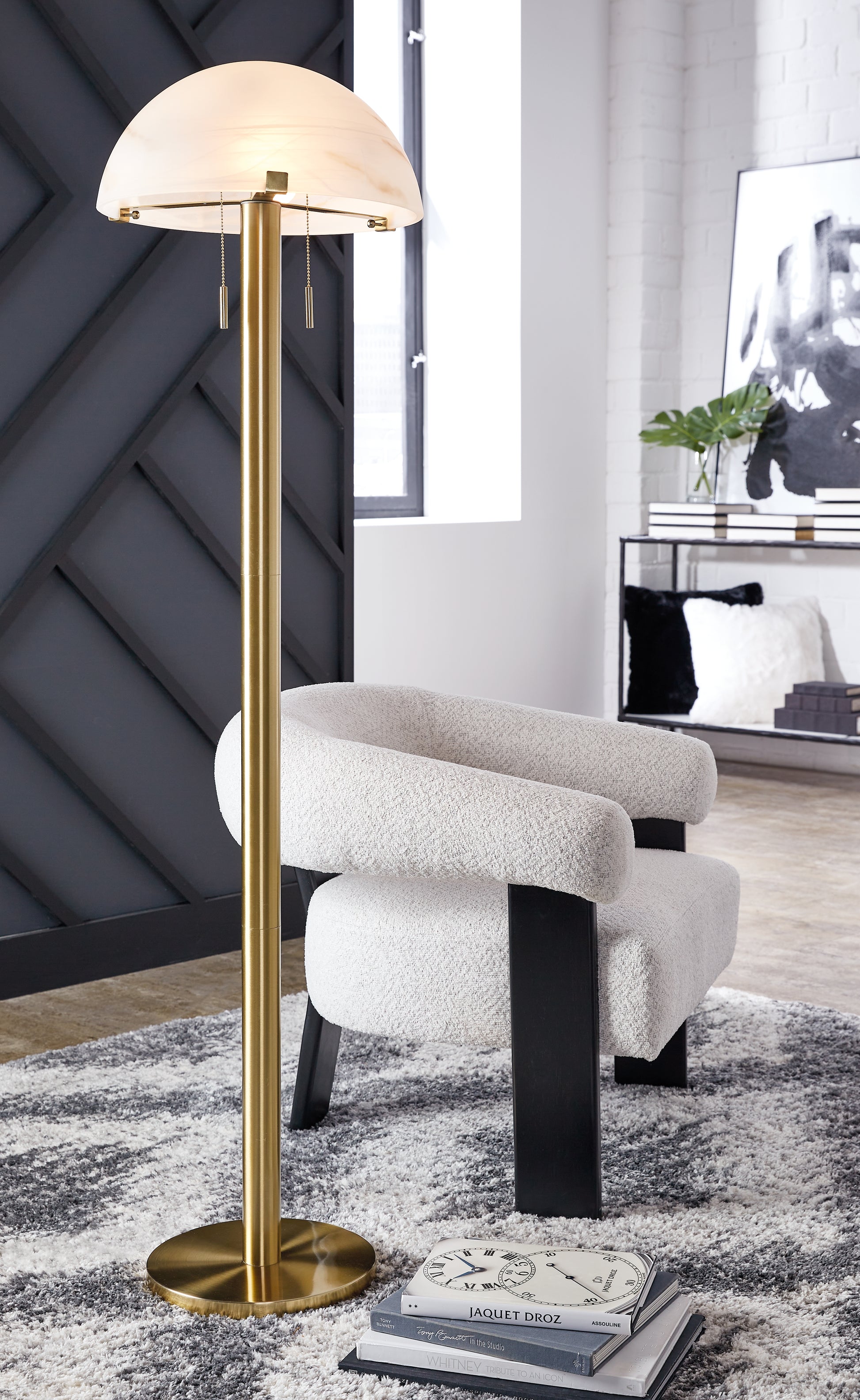 Orange Furniture Outlet - Ashley Furniture - Tobbinsen Lighting - Metal Floor Lamp (1/CN) / Brass Finish - L208421