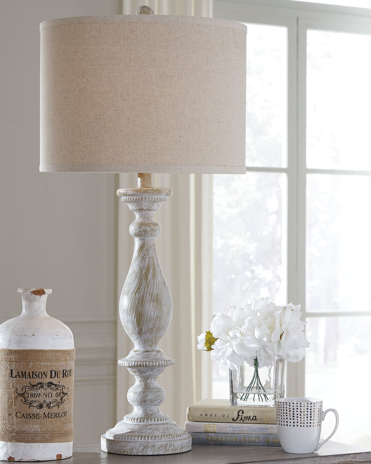 Orange Furniture Outlet - Ashley Furniture - Bernadate Lighting - Poly Floor Lamp (1/CN) / Whitewash - L235341