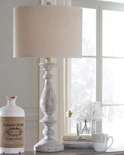 Orange Furniture Outlet - Ashley Furniture - Bernadate Lighting - Poly Floor Lamp (1/CN) / Whitewash - L235341