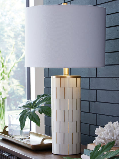 Orange Furniture Outlet - Ashley Furniture - Faridworth Lighting - Poly Table Lamp (1/CN) / White/Gold Finish - L235954