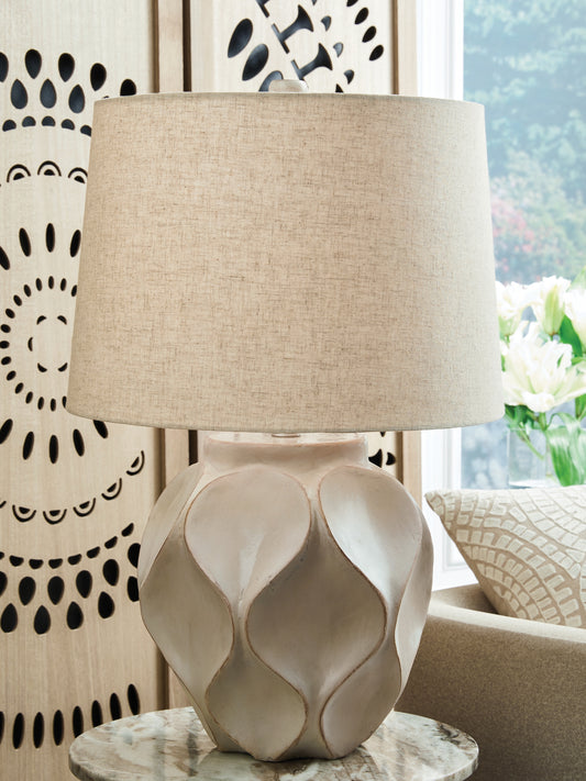 Orange Furniture Outlet - Ashley Furniture - Edselham Lighting - Paper Table Lamp (1/CN) / Distressed Cream - L235974