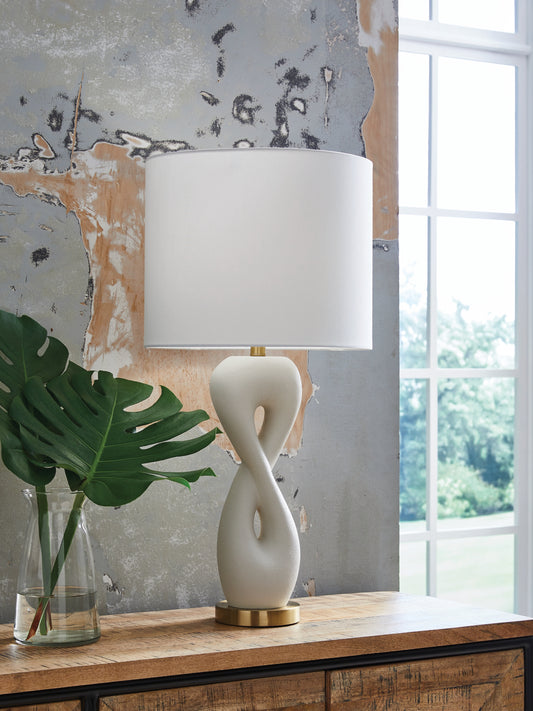 Orange Furniture Outlet - Ashley Furniture - Judrich Lighting - Poly Table Lamp (1/CN) / White/Gold Finish - L236024