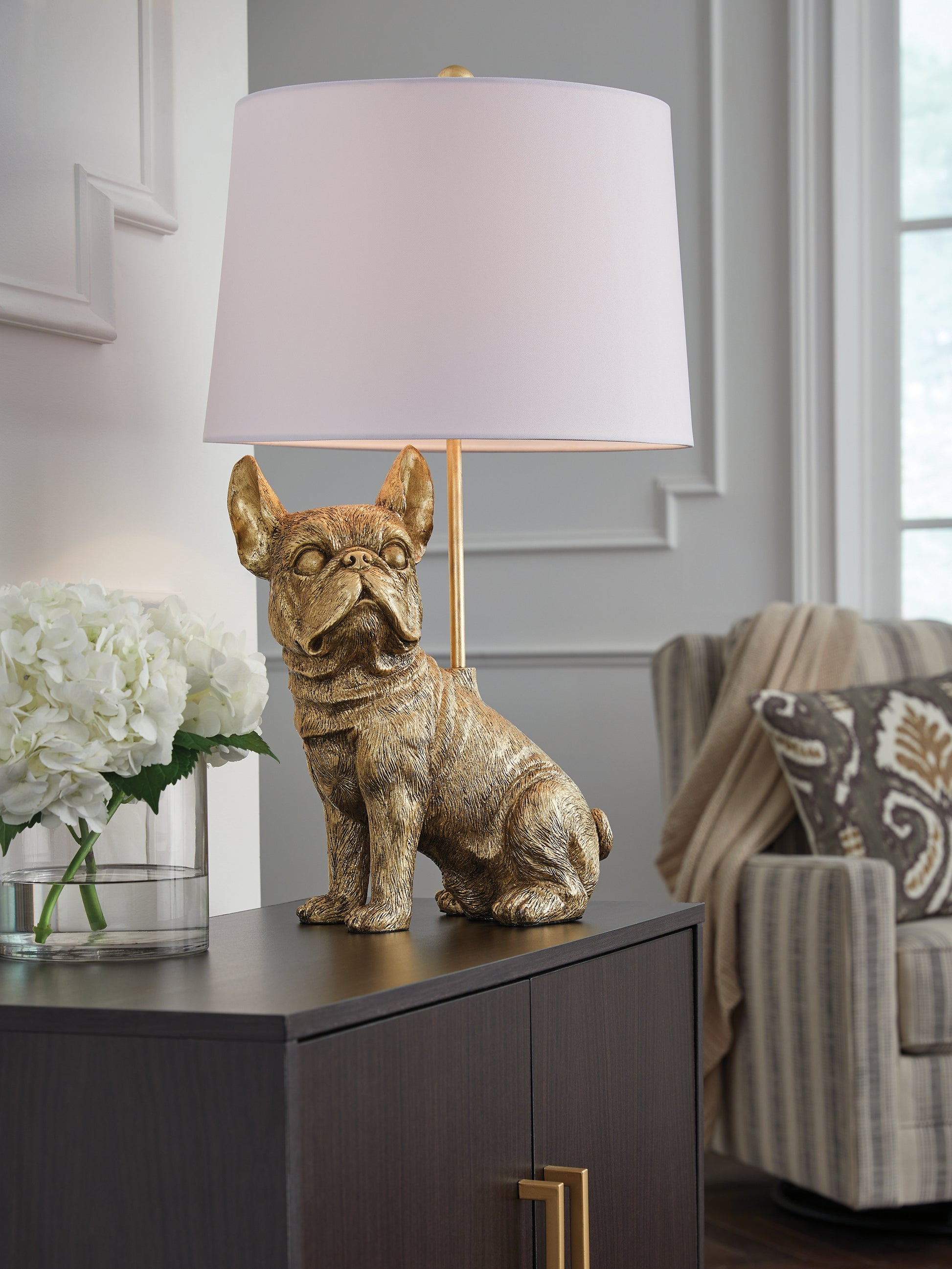 Orange Furniture Outlet - Ashley Furniture - Wadeland Lighting - Poly Table Lamp (1/CN) / Gold Finish - L317054