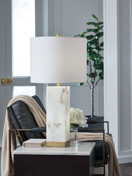 Orange Furniture Outlet - Ashley Furniture - Linderfield Lighting - Alabaster Table Lamp (1/CN) / White/Gold Finish - L429094