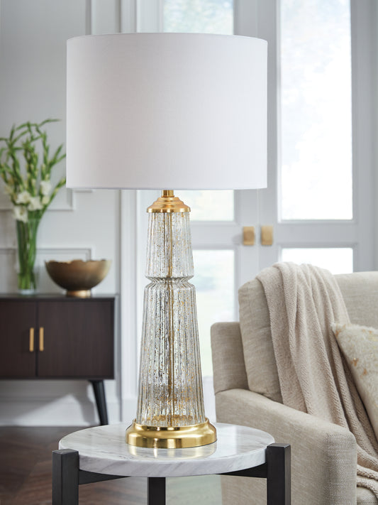 Orange Furniture Outlet - Ashley Furniture - Bakersboro Lighting - Glass Table Lamp (1/CN) / Clear/Gold Finish - L430884