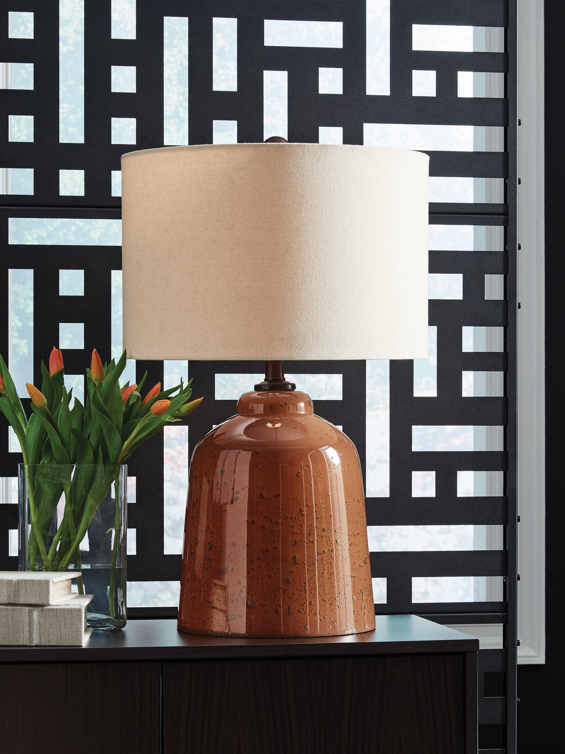 Orange Furniture Outlet - Ashley Furniture - Aaleahya Lighting - Glass Table Lamp (1/CN) / Rust - L430904