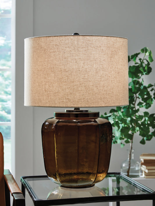 Orange Furniture Outlet - Ashley Furniture - Bainmore Lighting - Glass Table Lamp (1/CN) / Amber - L430914