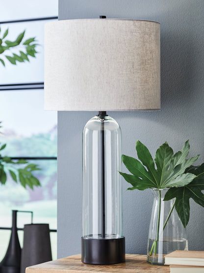 Orange Furniture Outlet - Ashley Furniture - Kerrbrook Lighting - Glass Table Lamp (1/CN) / Clear/Black - L430944
