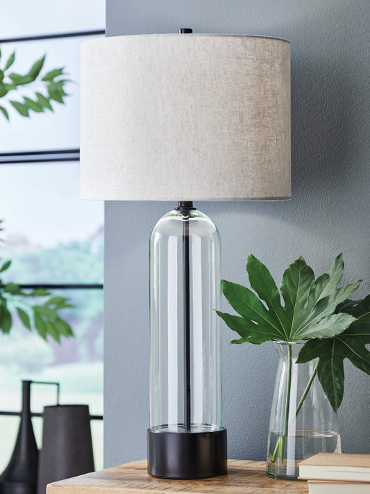 Orange Furniture Outlet - Ashley Furniture - Kerrbrook Lighting - Glass Table Lamp (1/CN) / Clear/Black - L430944
