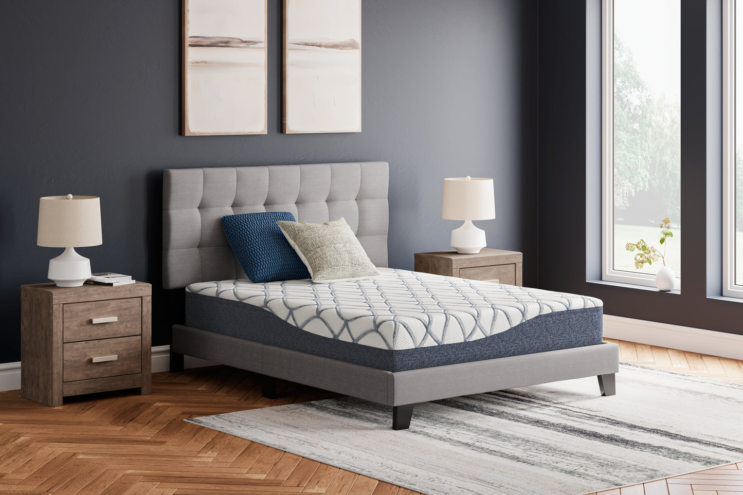 Orange Furniture Outlet - Ashley Furniture - 10 Inch Chime Elite 2.0 Mattresses - Queen / White/Blue - M42531