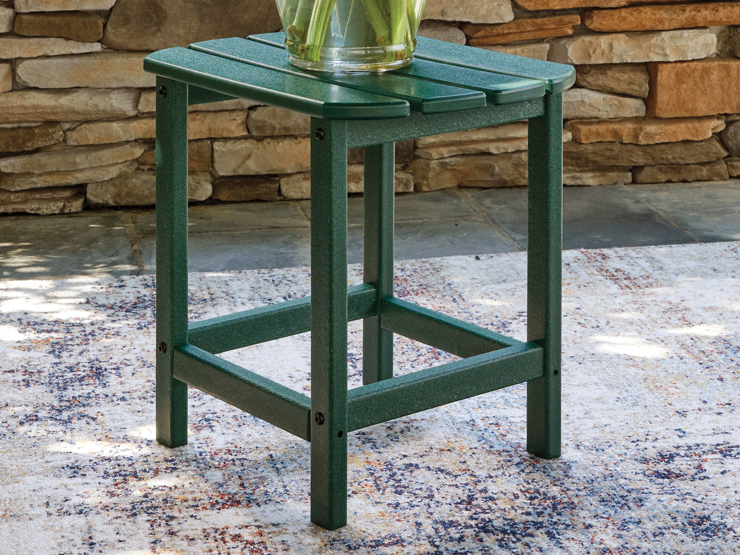 Orange Furniture Outlet - Ashley Furniture - Sundown Shores Outdoor - Rectangular End Table / Green - PCP007-703