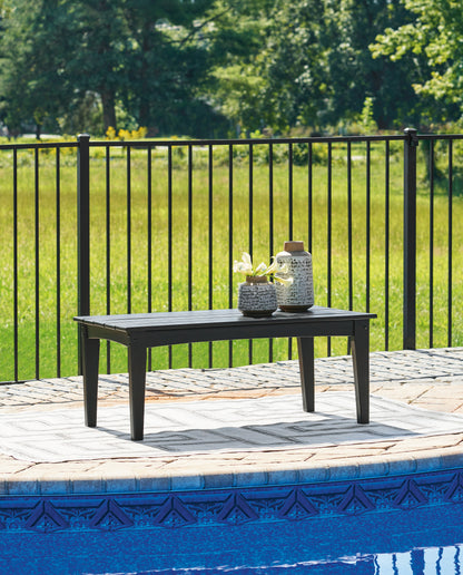 Orange Furniture Outlet - Ashley Furniture - Hyland wave Outdoor - Rectangular Cocktail Table / Black - P108-701