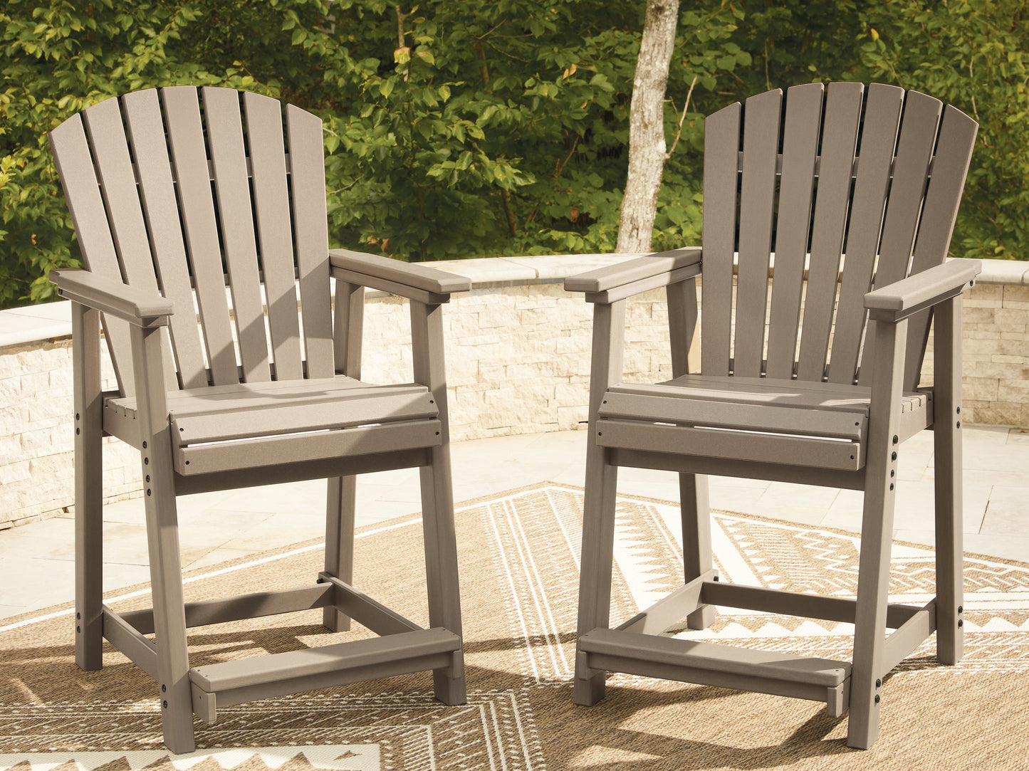 Orange Furniture Outlet - Ashley Furniture - Seacliff Beach Outdoor - Barstool (Set of 2) / Medium Brown - PCP228-124