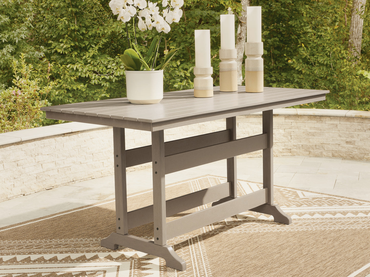 Orange Furniture Outlet - Ashley Furniture - Seacliff Beach Outdoor - RECT COUNTER TABLE W/UMB OPT - PCP228-642