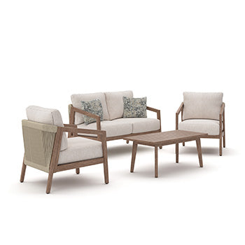 Orange Furniture Outlet - Ashley Furniture - Nature Lane Outdoor - Sofa/Chairs/Table Set (4/CN) - PCP355-081