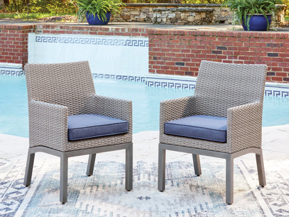 Orange Furniture Outlet - Ashley Furniture - Half Moon Beach Outdoor - Arm Chair With Cushion (Set of 2) / Blue/Gray - PCP418-601A