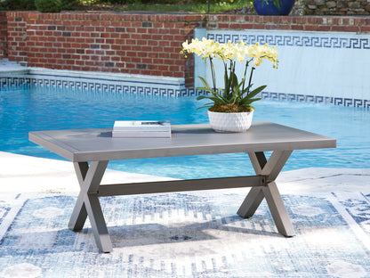 Orange Furniture Outlet - Ashley Furniture - Half Moon Beach Outdoor - Rectangular Cocktail Table / Gray - PCP418-701