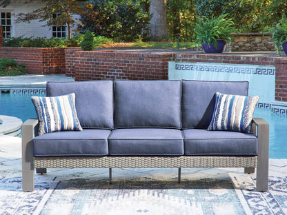 Orange Furniture Outlet - Ashley Furniture - Half Moon Beach Outdoor - Sofa with Cushion / Blue/Gray - PCP418-838