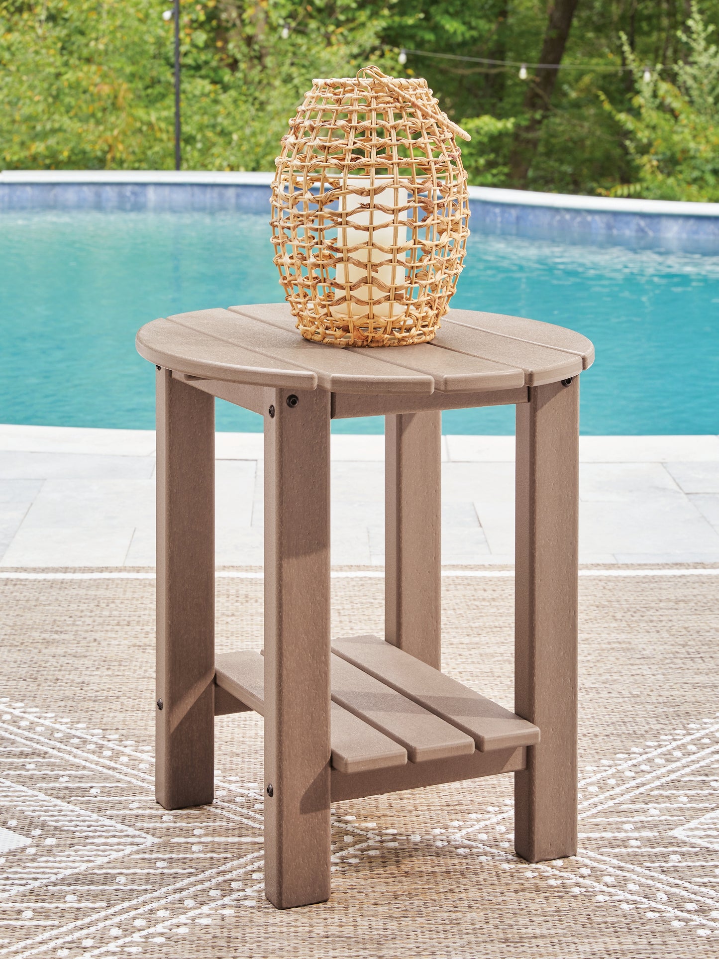 Orange Furniture Outlet - Ashley Furniture - Grover Beach Outdoor - Oval End Table / Driftwood - PCP422-706